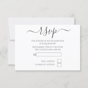 Boda RSVP de tipografía simple y elegante