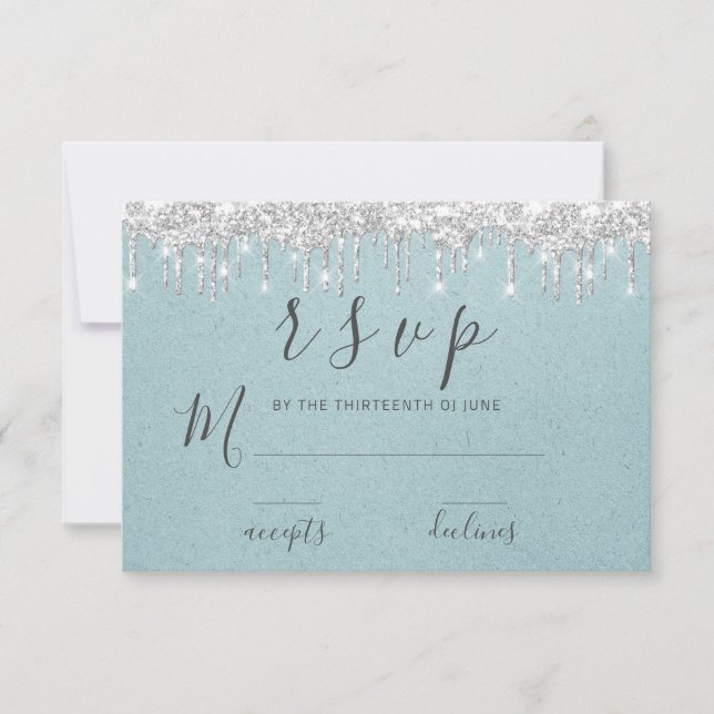 Boda RSVP ducha de noviaAgua de goteo de plata gri (Anverso)