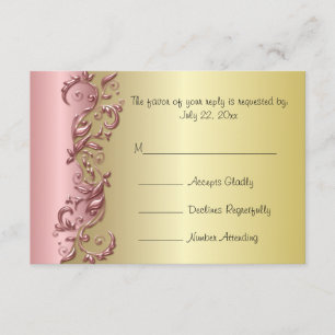 Boda RSVP Elegante Rosa Mauve & Gold Florid