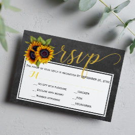Boda rsvp escritura rústica de girasoles de otoño