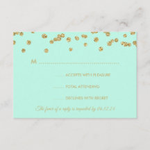 Boda RSVP Faux Purpurina Confetti Mint Green