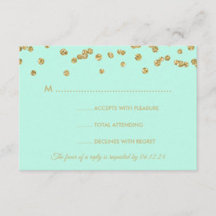 Boda RSVP Faux Purpurina Confetti Mint Green