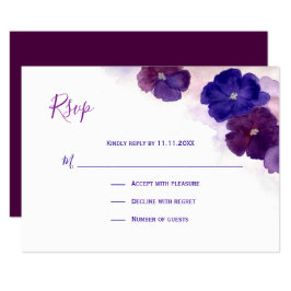 Boda RSVP floral de color azul de ciruela púrpura