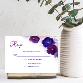 Boda RSVP floral de color azul de ciruela púrpura