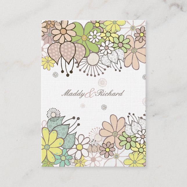 Boda RSVP Flores neutrales Tarjetas Personalizados (Anverso)