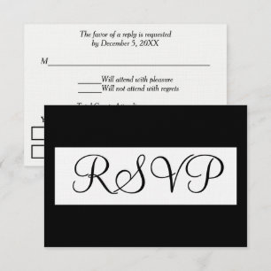 Boda RSVP formal blanco negro
