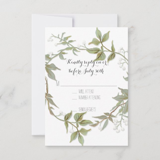 Boda RSVP Garden Foliage Laurel Wreath Rustic (Anverso)