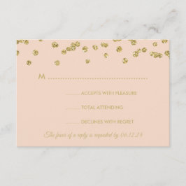 Boda RSVP Gold Faux Purpurina Confetti Rubor Rosa