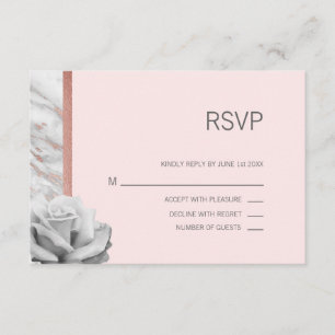 Boda RSVP gris y Relieve metalizado dorado rosa de