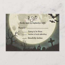 Boda RSVP Halloween con luna llena y cementerio