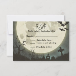 Boda RSVP Halloween con luna llena y cementerio