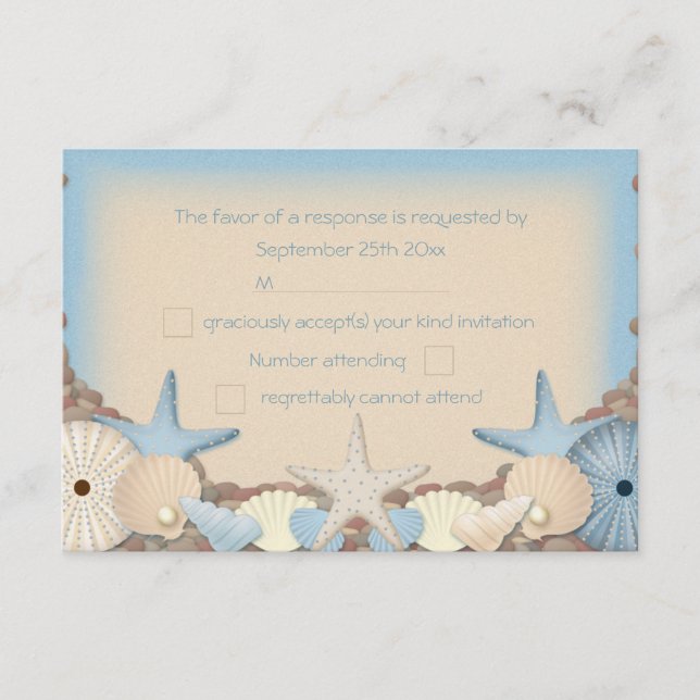 Boda RSVP Hermosas conchas de playa tropical (Anverso)