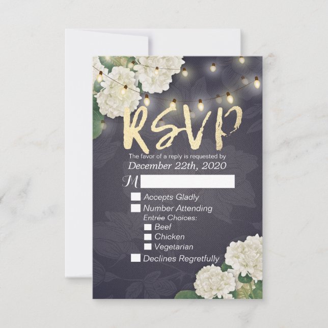 Boda RSVP Hydrangea Flores de cuerda Luces de cade (Anverso)