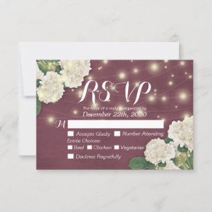 Boda RSVP Hydrangea String Luces Borgoña Rojo