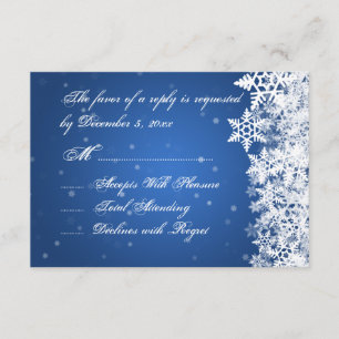 Boda RSVP Invierno Snowflakes Blue Sapphire