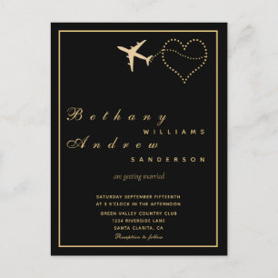 Boda RSVP l invitación Black Gold All in One