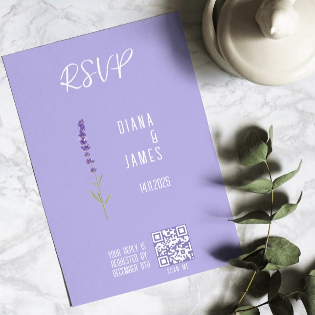 Boda RSVP Lavender estilo Tarjeta plana (Subido por el creador)