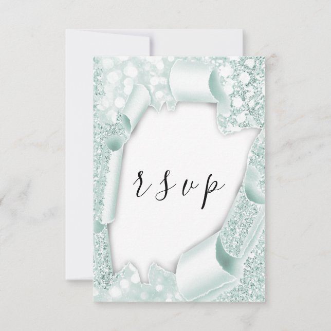 Boda RSVP Libro Blanco 3D Mint Green (Reverso)