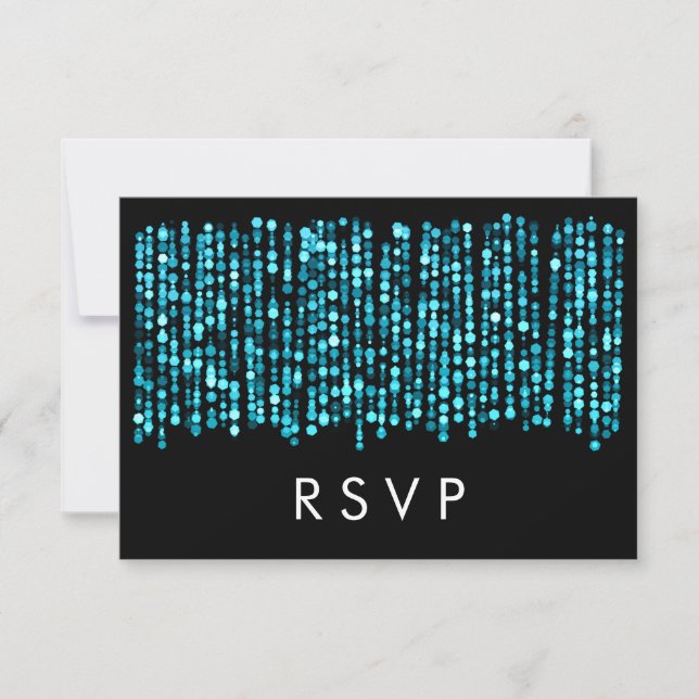 Boda RSVP Luces turquesas modernas (Anverso)