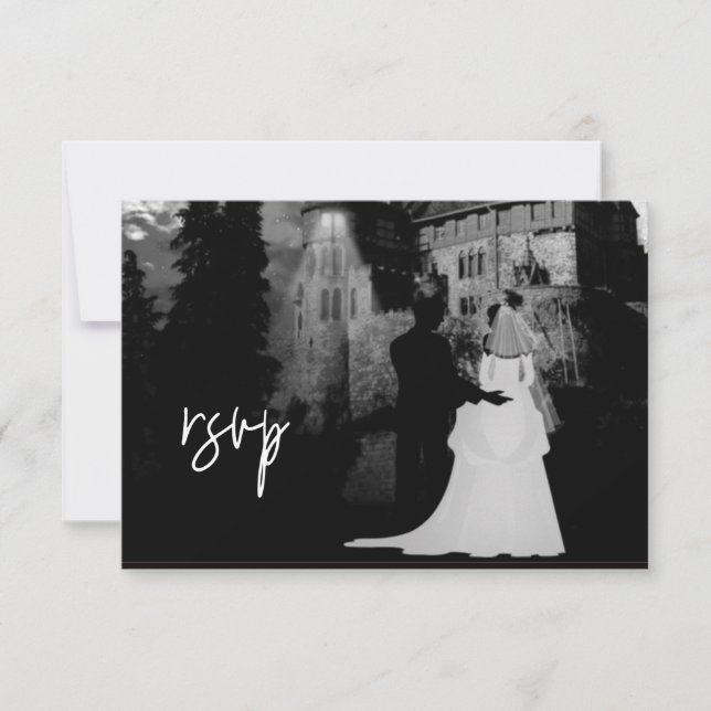 Boda RSVP Mansión de Halloween de Octubre (Anverso)