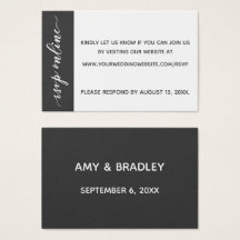 Boda RSVP Online Insertar gris oscuro y blanco