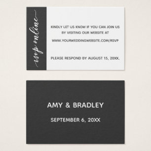 Boda RSVP Online Insertar gris oscuro y blanco