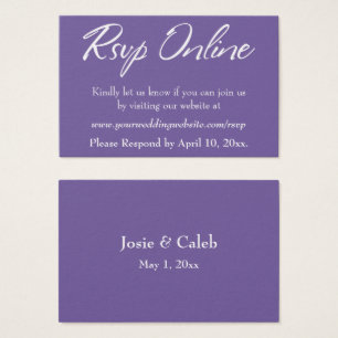 Boda RSVP Online Insertar Guión blanco y púrpura