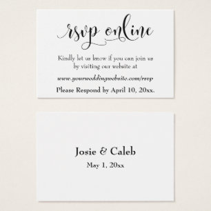 Boda RSVP Online Insertar guión negro, blanco, 01