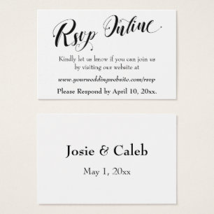 Boda RSVP Online Insertar guión negro, blanco, 02