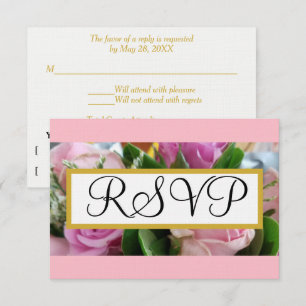 Boda RSVP :Oro de rosas rosadas Pastel