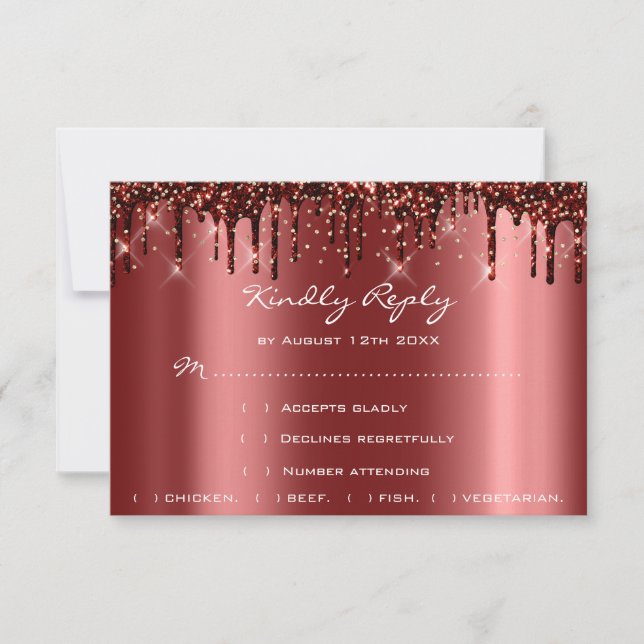 Boda RSVP Oro gotea ducha de novia borgoña (Anverso)