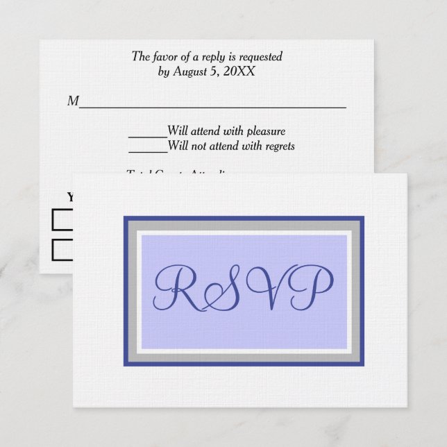 Boda RSVP Periwinkle y Silver (Anverso / Reverso)