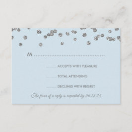 Boda RSVP Plata Faux Purpurina Confetti Hielo Azul