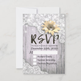 Boda RSVP Reply Lace Sunflower Barn Luces de mader