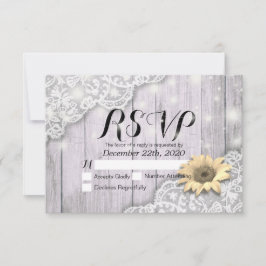 Boda RSVP Reply Lace Sunflower Barn Luces de mader