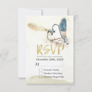 Boda RSVP Responder Dragonfly Mating Love Heart