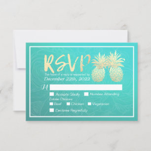 Boda RSVP Responder Rosa Verde azulado de pareja d