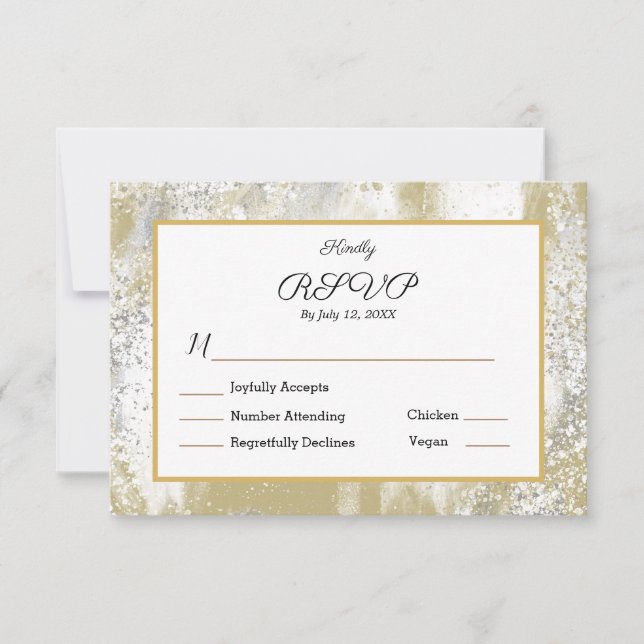 Boda RSVP Respuesta a la comida Elegante Oro Plate (Anverso)
