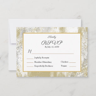 Boda RSVP Respuesta a la comida Elegante Oro Plate