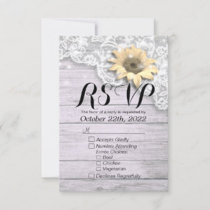 Boda RSVP Respuesta Moda Lace Luz de madera de gir