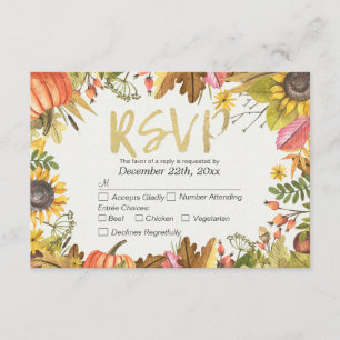 Boda RSVP Respuesta Otoño Calabaza de hojas de arc