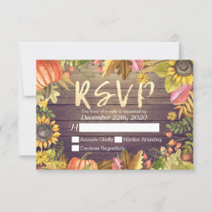 Boda RSVP Respuesta Otoño Calabazas de hojas de ar