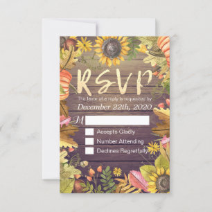 Boda RSVP Respuesta Otoño Calabazas de hojas de ar