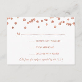 Boda RSVP Rosa Purpurina de oro Confetti Marina Az