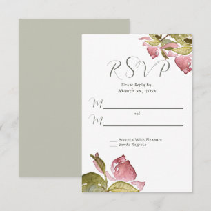 Boda RSVP Rosas de acuarela suave rosa