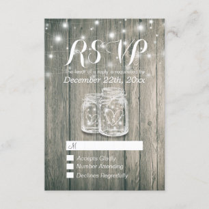 Boda RSVP Rústica Madera y Mason Jar String Lights