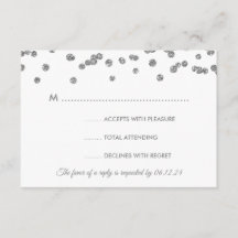 Boda RSVP Silver Faux Purpurina Confetti Rubor