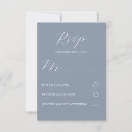 Boda RSVP simple azul y blanco