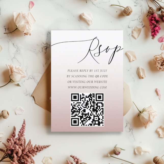 Boda RSVP Simple Código QR Moderno Rosa Dorado (Subido por el creador)