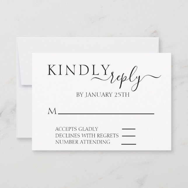 Boda RSVP Simple Minimalista (Anverso)